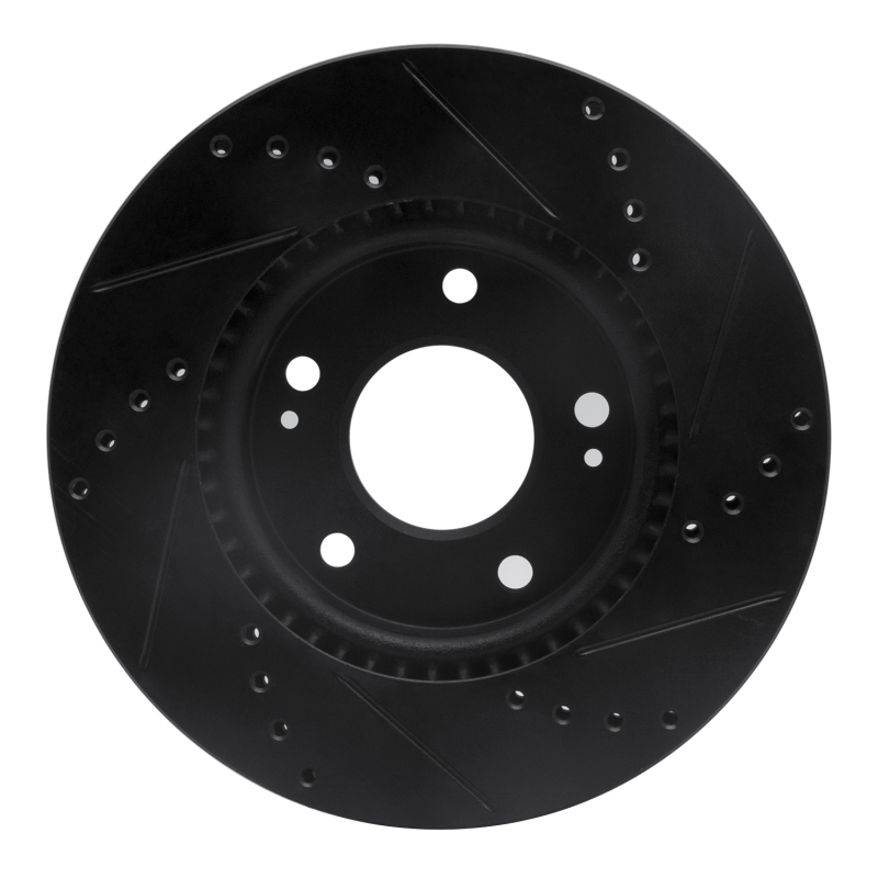 Hyundai Ioniq Brake Rotor (1) - Front Left - R1 Concepts - Drilled & Slotted - Black - `17-`22